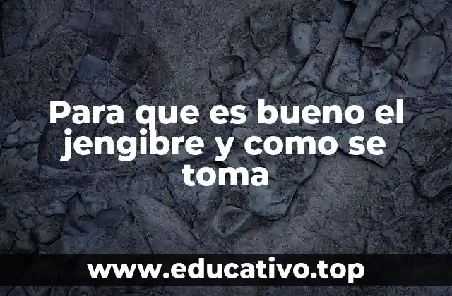 Para que es bueno el jengibre y como se toma