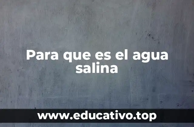 Para que es el agua salina