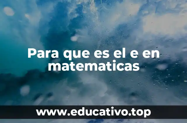 Para que es el e en matematicas