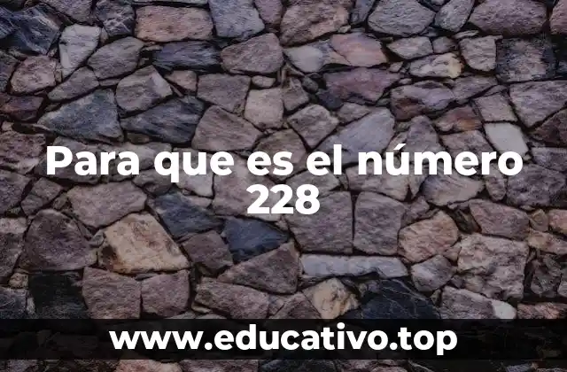Para que es el número 228