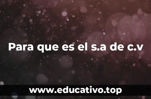 Para que es el s.a de c.v