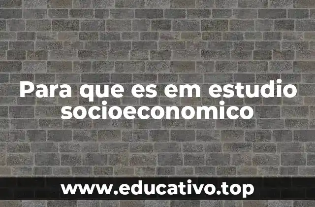 Para que es em estudio socioeconomico