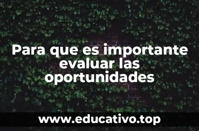 Para que es importante evaluar las oportunidades