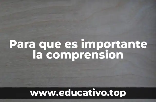 Para que es importante la comprension