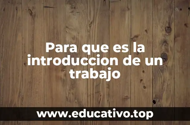 Para que es la introduccion de un trabajo