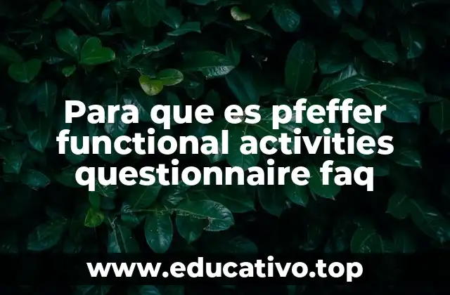 Para que es pfeffer functional activities questionnaire faq