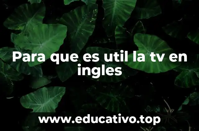 Para que es util la tv en ingles