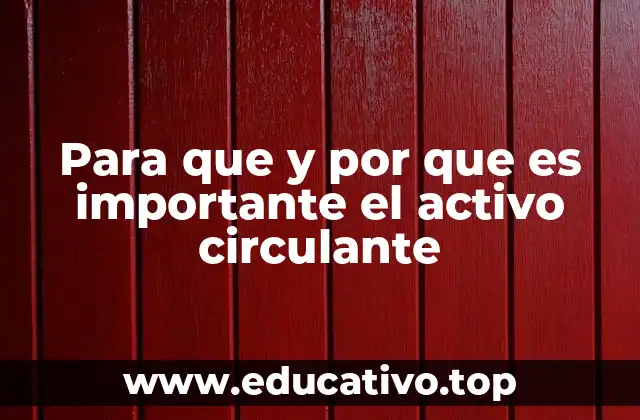 Para que y por que es importante el activo circulante