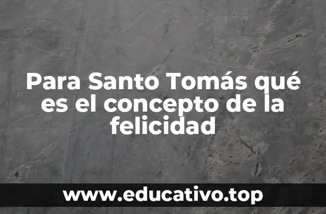 Para Santo Tomás qué es el concepto de la felicidad