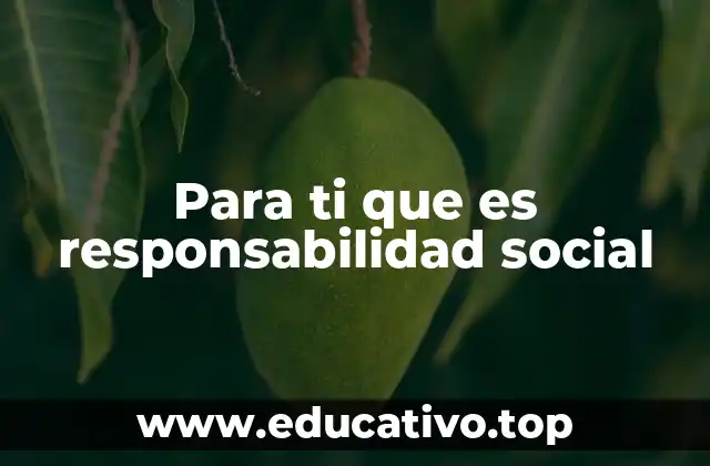 Para ti que es responsabilidad social