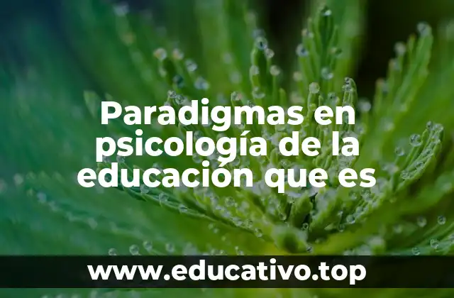 Paradigmas en psicología de la educación que es