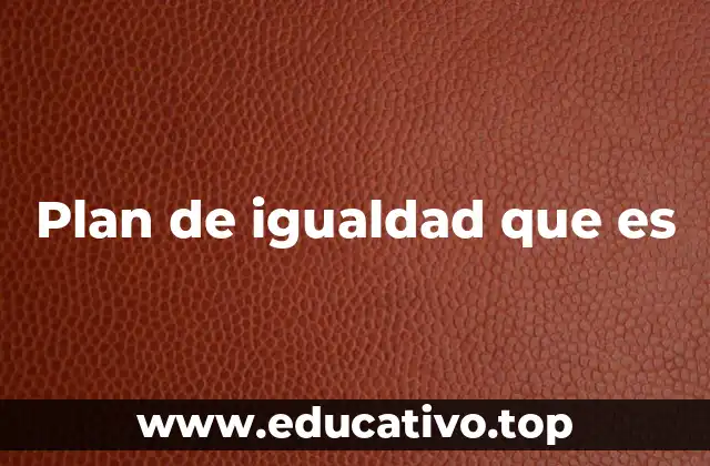 Plan de igualdad que es