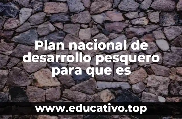 Plan nacional de desarrollo pesquero para que es