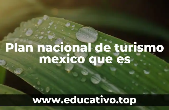 Plan nacional de turismo mexico que es