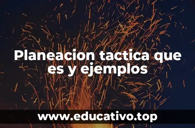 Planeacion tactica que es y ejemplos