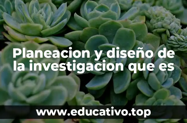 Planeacion y diseño de la investigacion que es