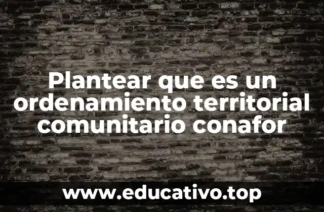 Plantear que es un ordenamiento territorial comunitario conafor