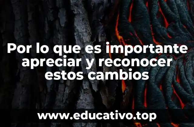 Por lo que es importante apreciar y reconocer estos cambios