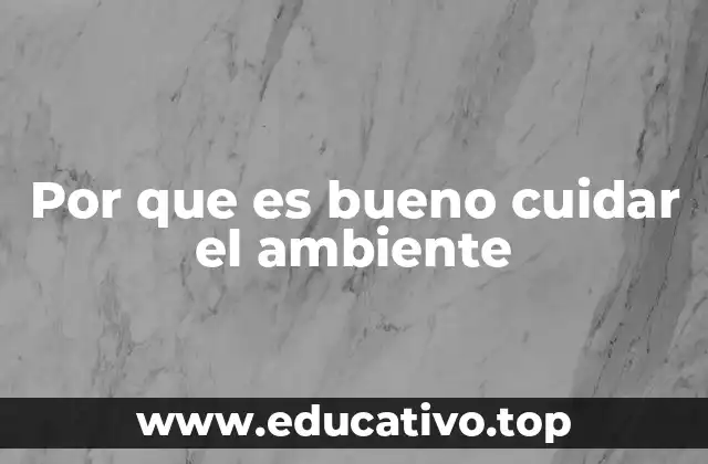 Por que es bueno cuidar el ambiente