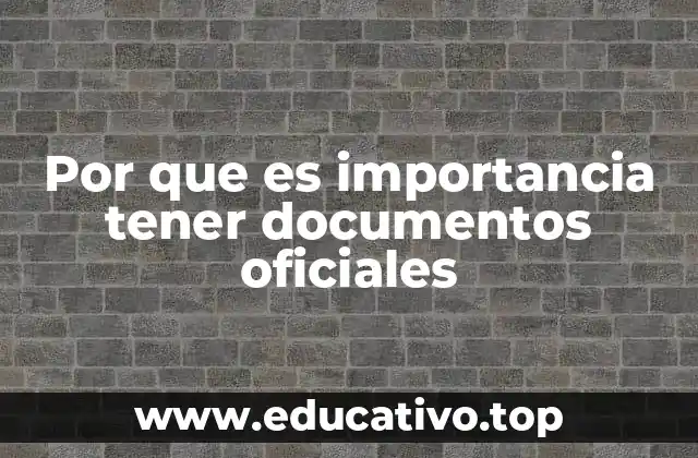 Por que es importancia tener documentos oficiales