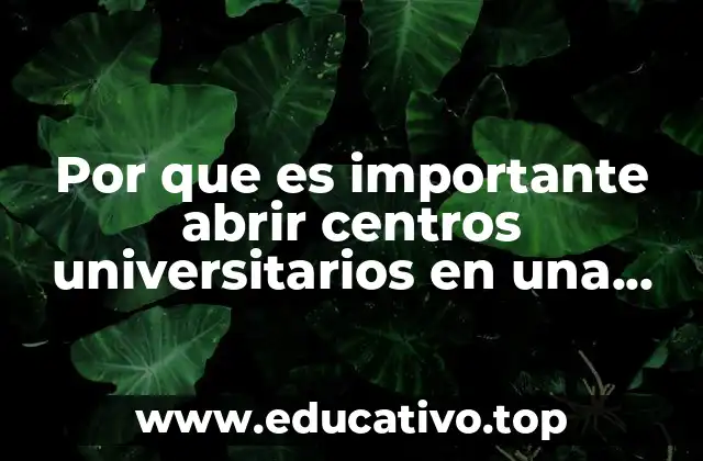 Por que es importante abrir centros universitarios en una ciudad