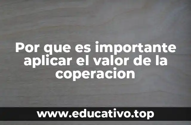 Por que es importante aplicar el valor de la coperacion