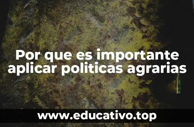 Por que es importante aplicar politicas agrarias