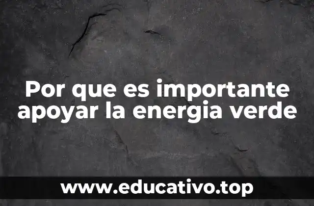 Por que es importante apoyar la energia verde