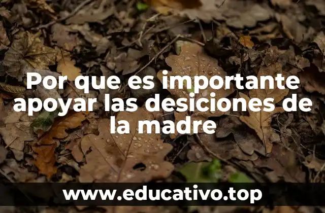 Por que es importante apoyar las desiciones de la madre