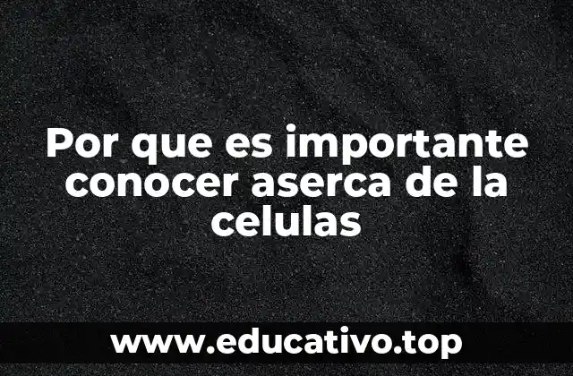Por que es importante conocer aserca de la celulas