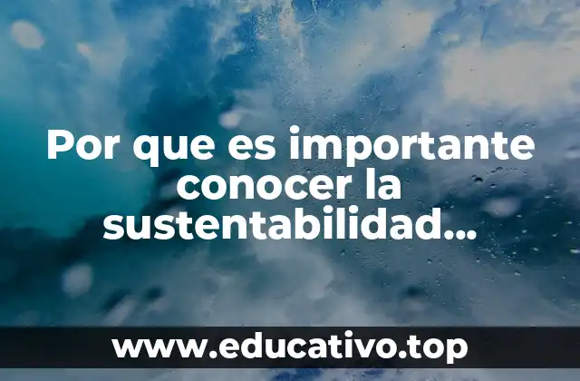 Por que es importante conocer la sustentabilidad ambiental
