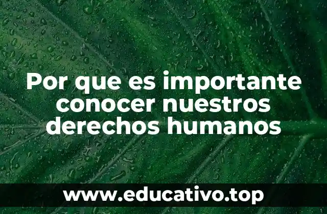 Por que es importante conocer nuestros derechos humanos