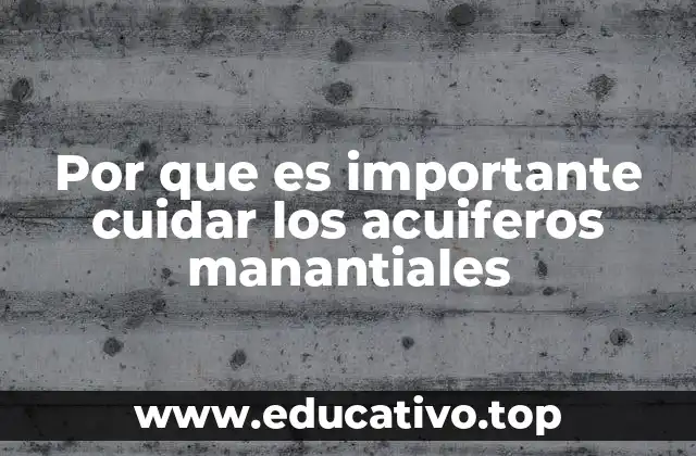 Por que es importante cuidar los acuiferos manantiales