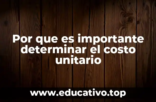 Por que es importante determinar el costo unitario