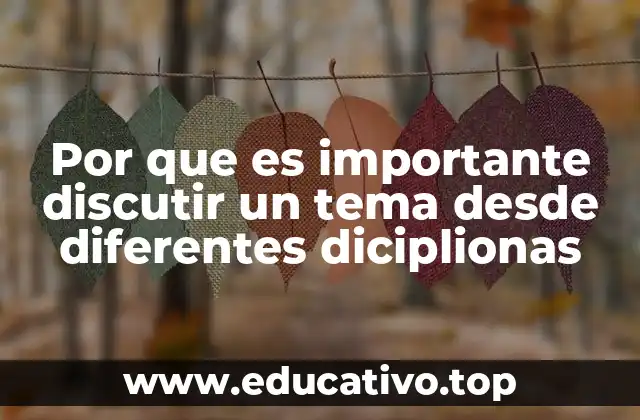 Por que es importante discutir un tema desde diferentes diciplionas