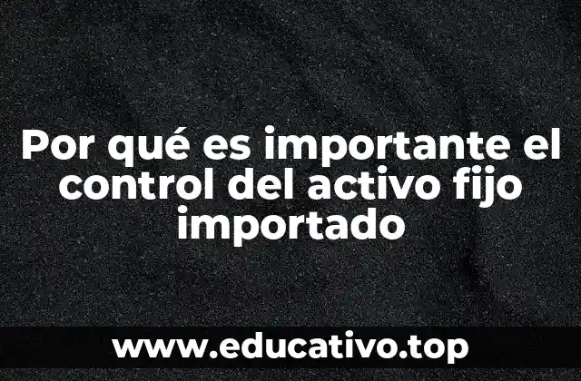 Por qué es importante el control del activo fijo importado
