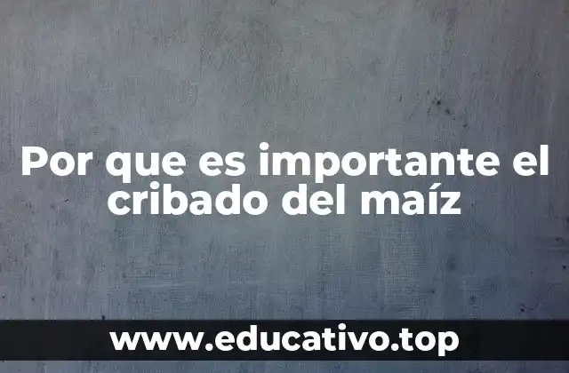 Por que es importante el cribado del maíz