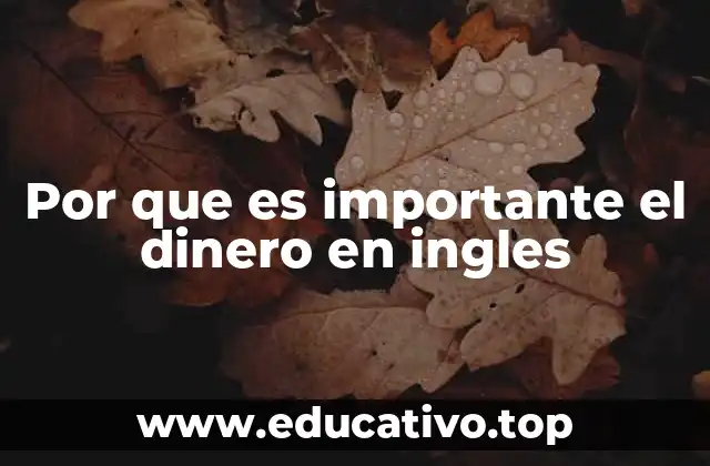 Por que es importante el dinero en ingles