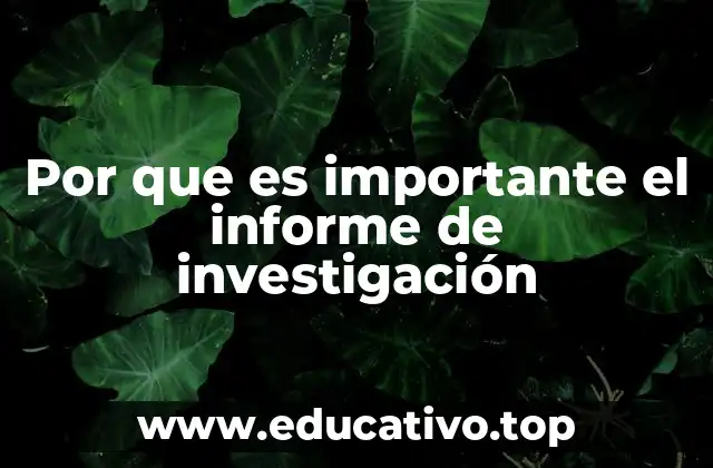 Por que es importante el informe de investigación
