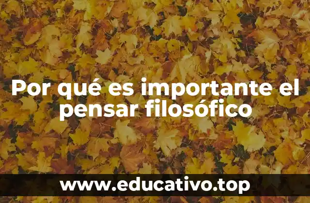 Por qué es importante el pensar filosófico
