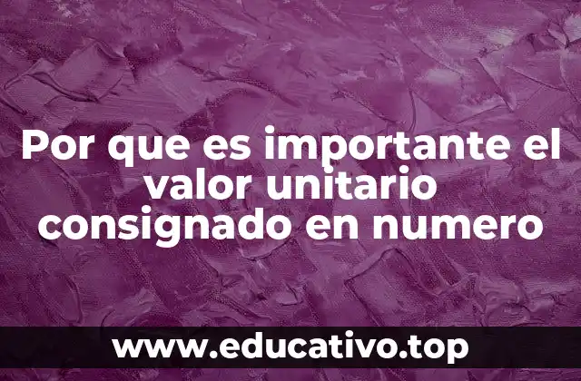 Por que es importante el valor unitario consignado en numero