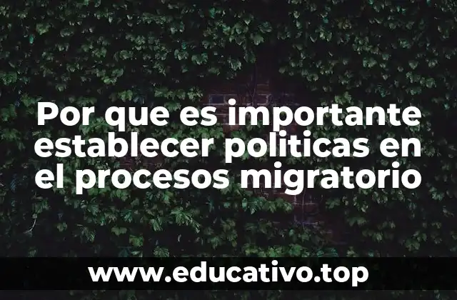 Por que es importante establecer politicas en el procesos migratorio