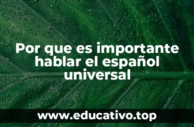 Por que es importante hablar el español universal