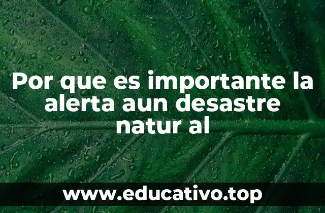 Por que es importante la alerta aun desastre natur al