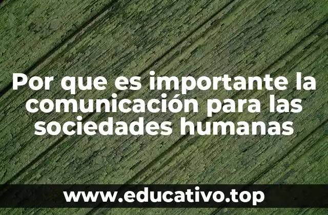 Por que es importante la comunicación para las sociedades humanas