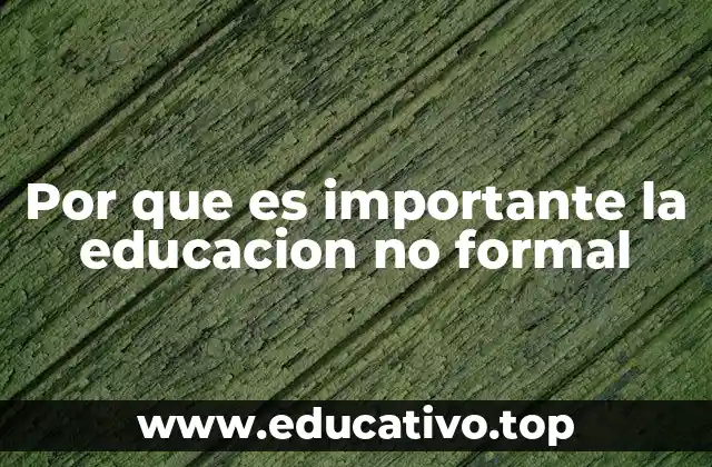 Por que es importante la educacion no formal