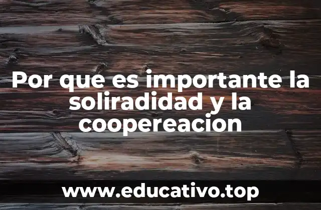 Por que es importante la soliradidad y la coopereacion
