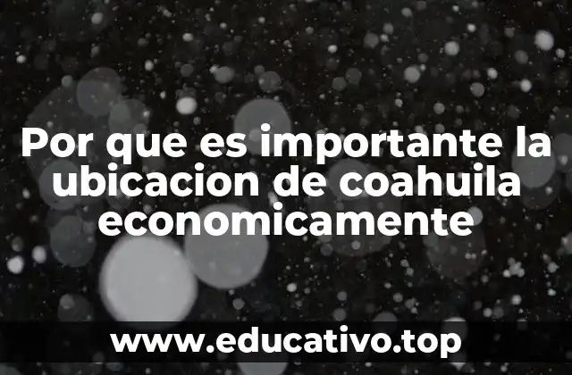Por que es importante la ubicacion de coahuila economicamente