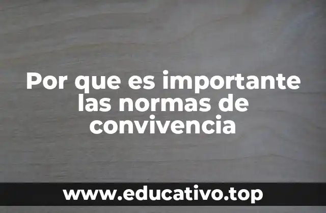Por que es importante las normas de convivencia