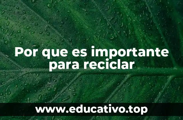 Por que es importante para reciclar